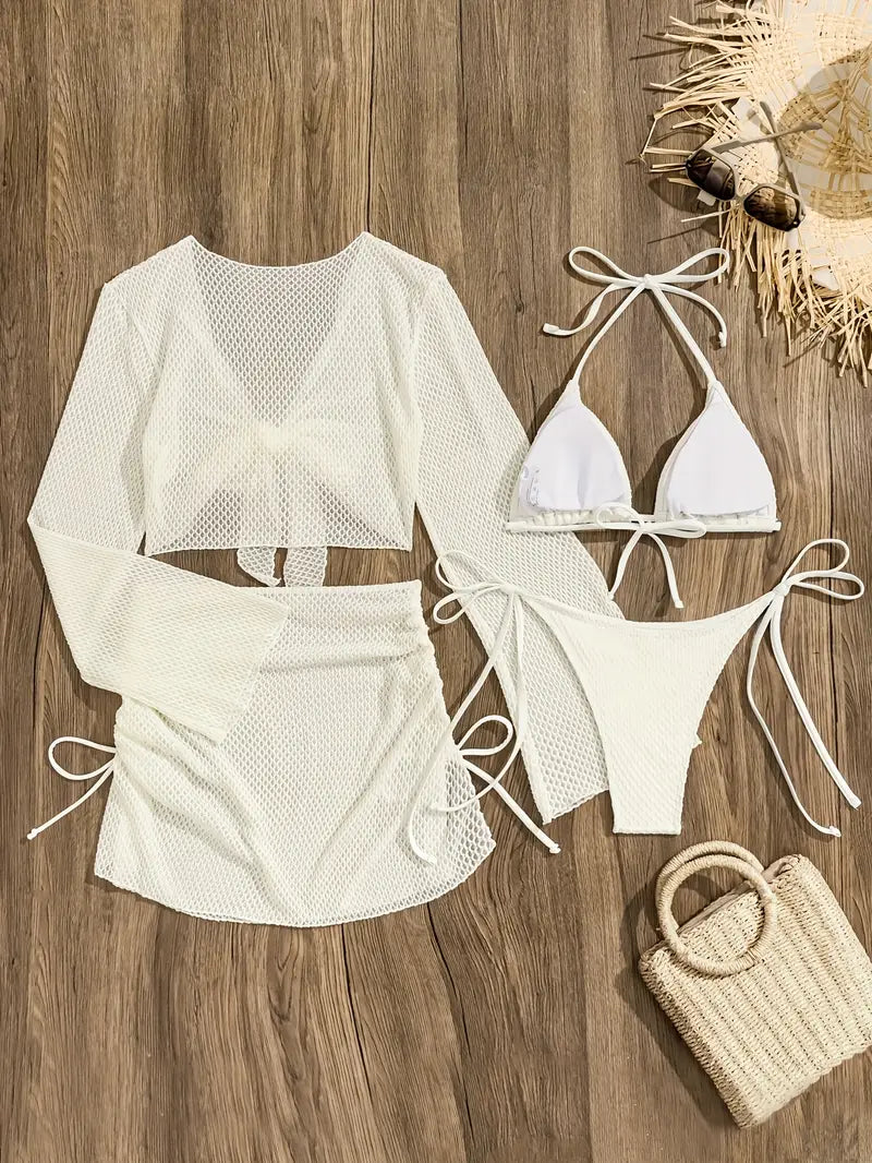 Ženski Bikini Set – 4 Delova, Crno-Beli