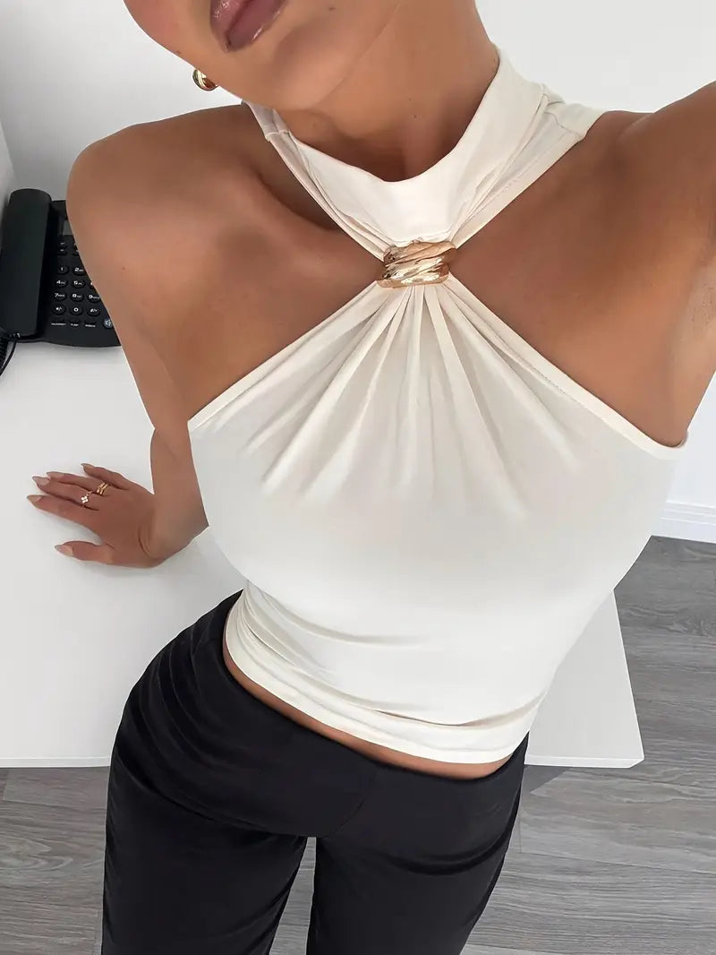 Elegantni Halter Top – Šik Francuski Dizajn