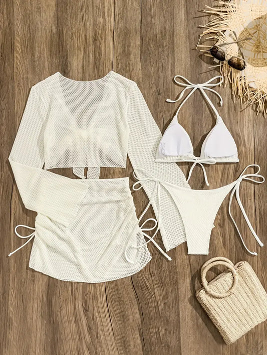Ženski Bikini Set – 4 Delova, Crno-Beli