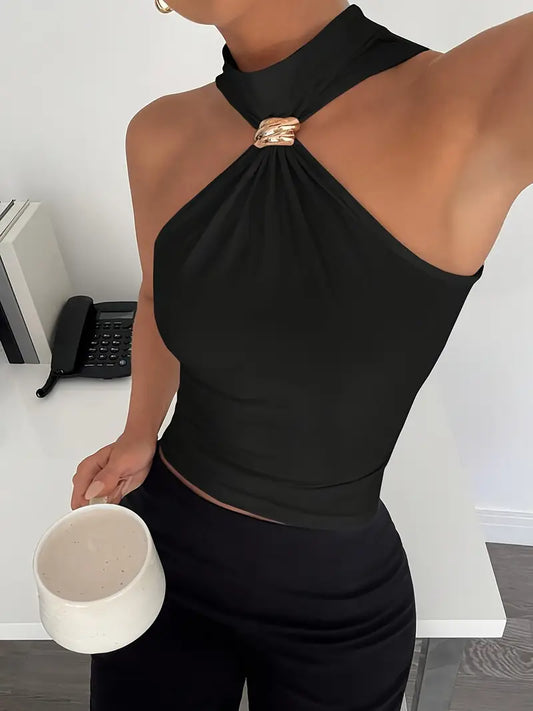 Elegantni Halter Top – Šik Francuski Dizajn